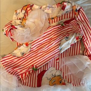 BABY GIRS 6-12 month BOUTIQUE CHRISTMAS OUTFIT SANTA